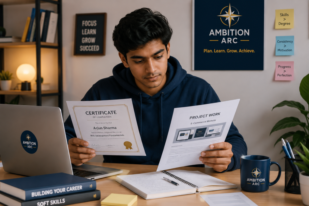 college student resume certificate at ambition arc
